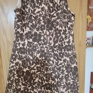 Nine West Brown and Cream Floral Mini Dress